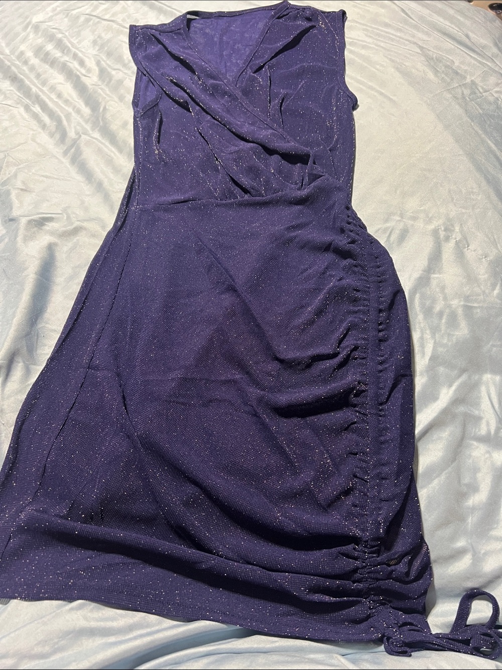 Kifoven Sleeveless Sparkle Purple Ruched Dress